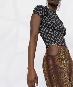 Versace Python print ring embellished trousers 12 Versace python print ring-embellished trousers