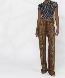 Versace python print ring-embellished trousers