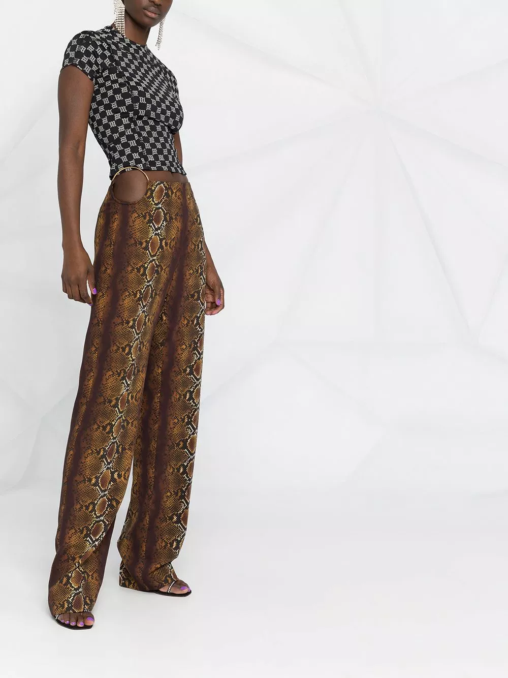 Versace Python print ring embellished trousers 8 Versace python print ring-embellished trousers