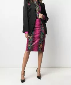 Versace python-print leather skirt