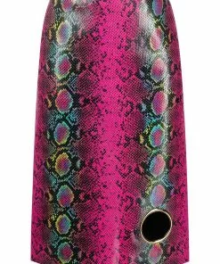 Versace python-print leather skirt