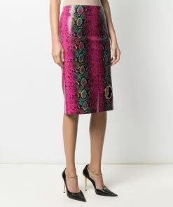 Versace python-print leather skirt