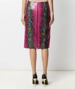 Versace python-print leather skirt