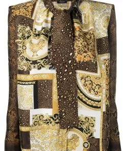 Versace printed pussy-bow blouse
