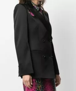 Versace O-ring cutout double-breasted blazer