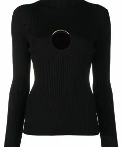 Versace cut-out detail ribbed-knit jumper