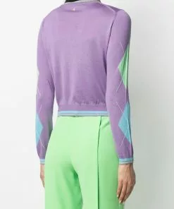 Versace argyle intarsia-knit silk cardigan