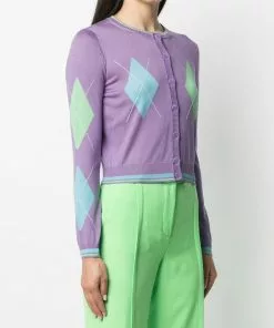 Versace argyle intarsia-knit silk cardigan