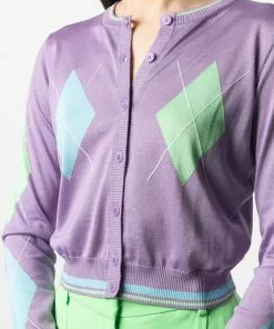 Versace argyle intarsia-knit silk cardigan