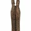 Versace python-studded O-ring halterneck dress