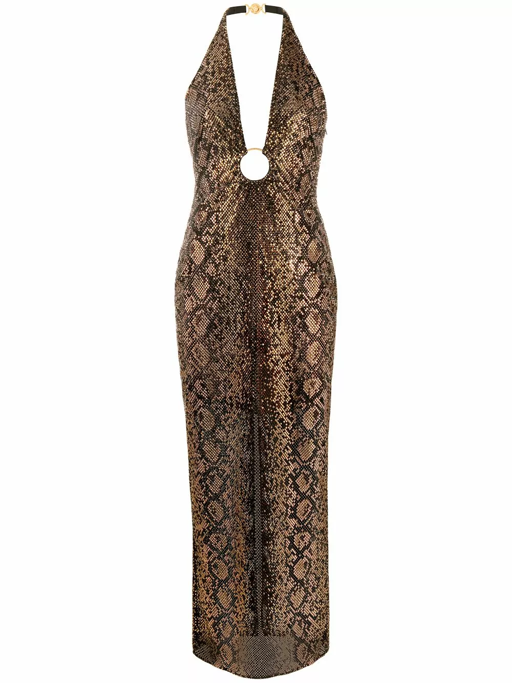 Versace Python studded O ring halterneck dress 3 Versace python-studded O-ring halterneck dress
