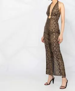 Versace Python studded O ring halterneck dress 13 Versace python-studded O-ring halterneck dress