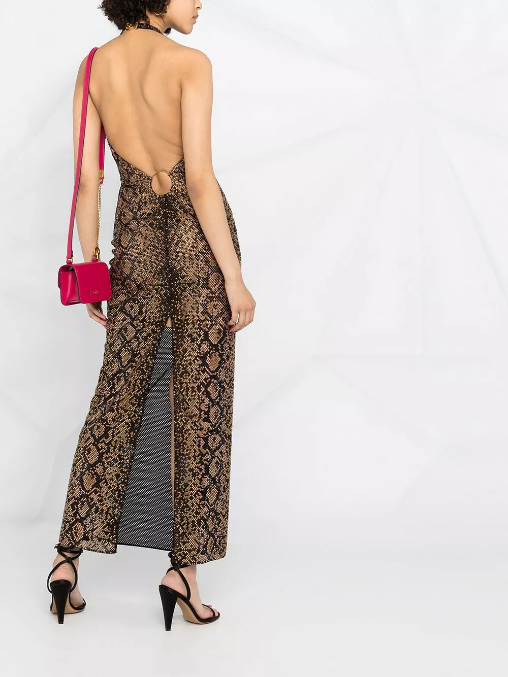 Versace Python studded O ring halterneck dress 8 Versace python-studded O-ring halterneck dress