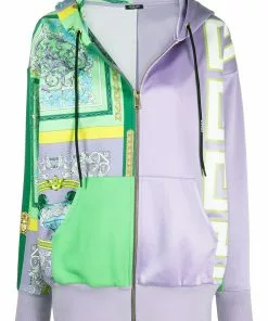 Versace printed zipped hoodie
