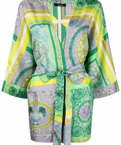 Versace baroque-print silk robe