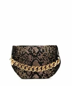 Versace python-pattern studded pouch