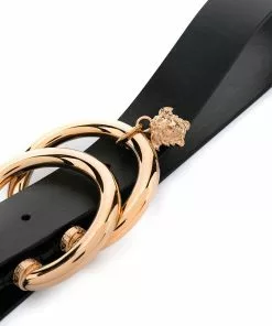 Versace double O-ring leather belt