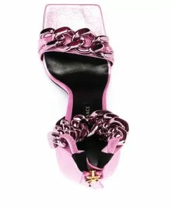 Versace pink chain-link square sandals