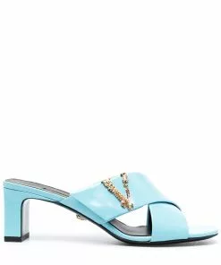 Versace 65mm chunky-heel logo mules