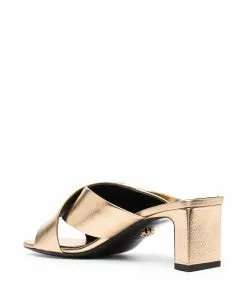 Versace Virtus laminated mid-heel mules