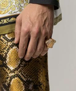 Versace crystal-embellished Medusa ring