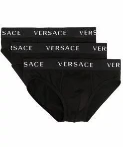 Versace three-pack logo-waistband briefs