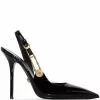 Versace 110mm safety pin leather pumps 1 Versace 110mm safety-pin leather pumps