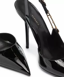 Versace 110mm safety-pin leather pumps