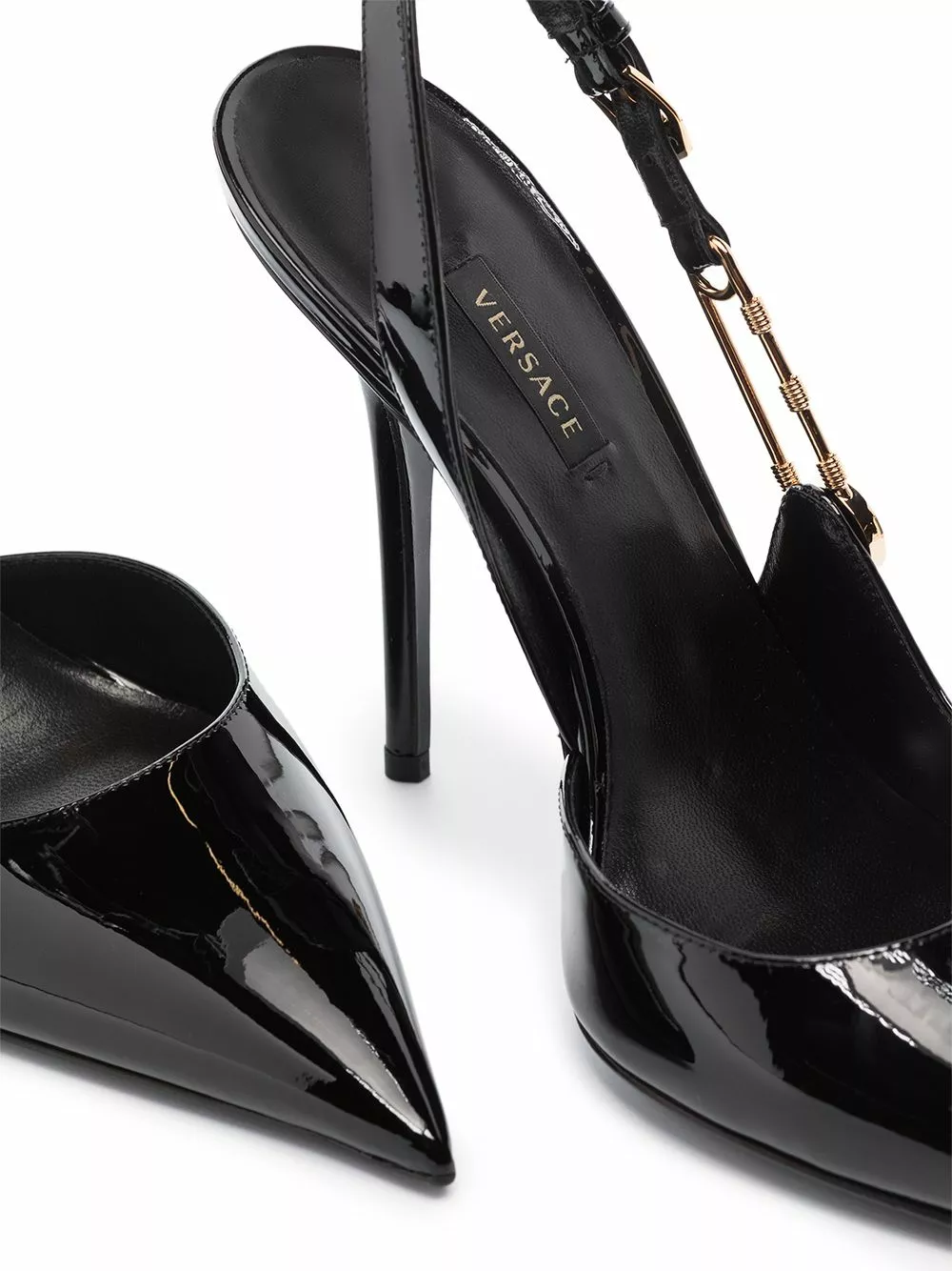 Versace 110mm safety pin leather pumps 4 Versace 110mm safety-pin leather pumps