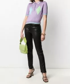 Versace argyle-print knitted polo top