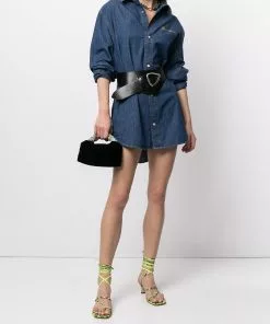 Versace logo-embroidered denim shirt