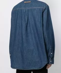 Versace logo-embroidered denim shirt