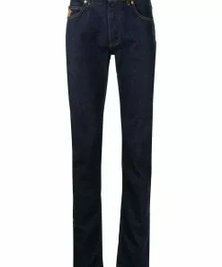 Versace Medusa-embroidered straight-leg jeans