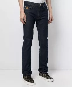 Versace Medusa-embroidered straight-leg jeans