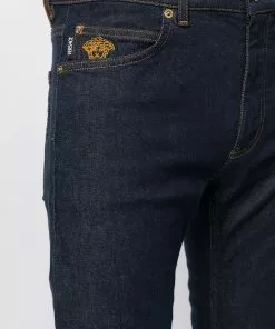Versace Medusa-embroidered straight-leg jeans