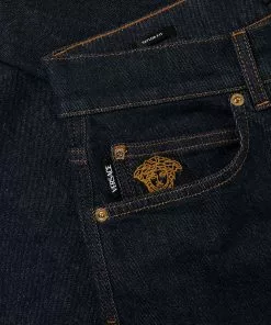 Versace Medusa-embroidered straight-leg jeans