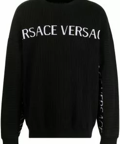 Versace intarsia logo knit jumper