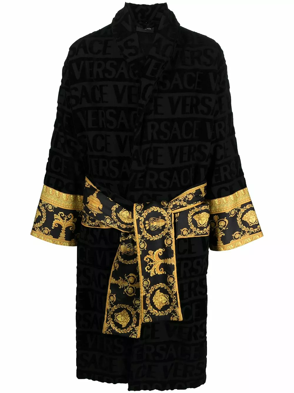 Versace Belted Barocco print bathrobe 3 Versace belted Barocco-print bathrobe