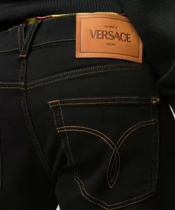 Versace Straight leg logo patch jeans 13 Versace straight-leg logo patch jeans