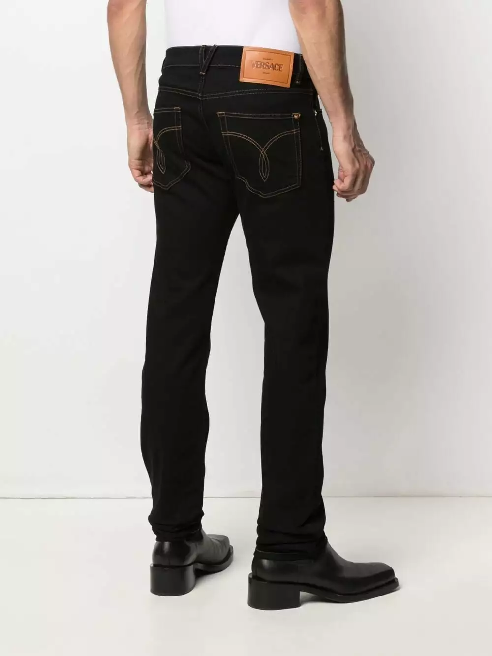 Versace Straight leg logo patch jeans 6 Versace straight-leg logo patch jeans