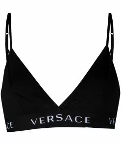 Versace logo-band soft triangle bra