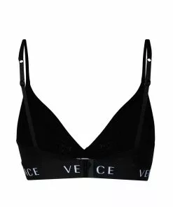 Versace logo-band soft triangle bra