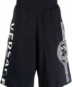 Versace logo-print knee-length shorts