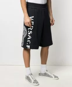 Versace logo-print knee-length shorts