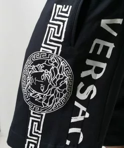 Versace logo-print knee-length shorts