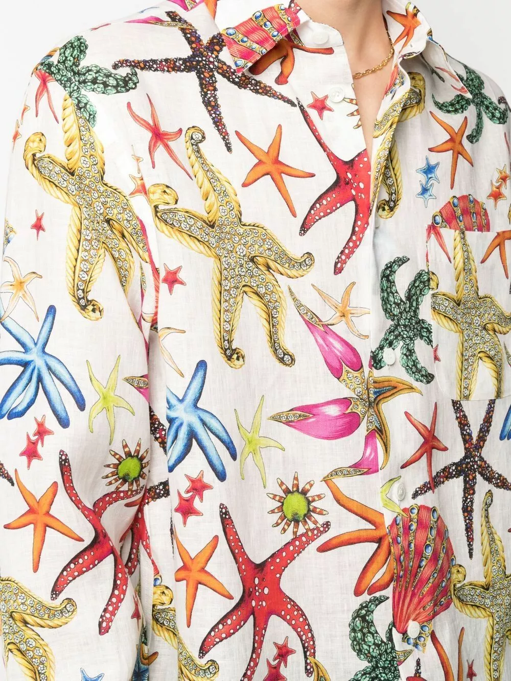 Versace Trésor de la Mer print linen shirt 7 Versace Trésor de la Mer-print linen shirt