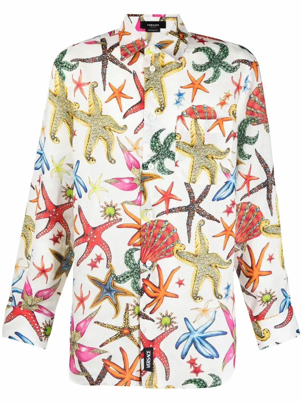 Versace Trésor de la Mer print linen shirt 3 Versace Trésor de la Mer-print linen shirt