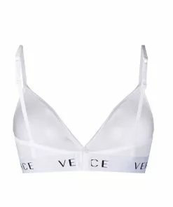 Versace logo-band soft triangle bra