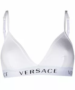 Versace logo-band soft triangle bra