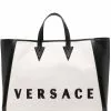 Versace two-tone logo-print tote bag